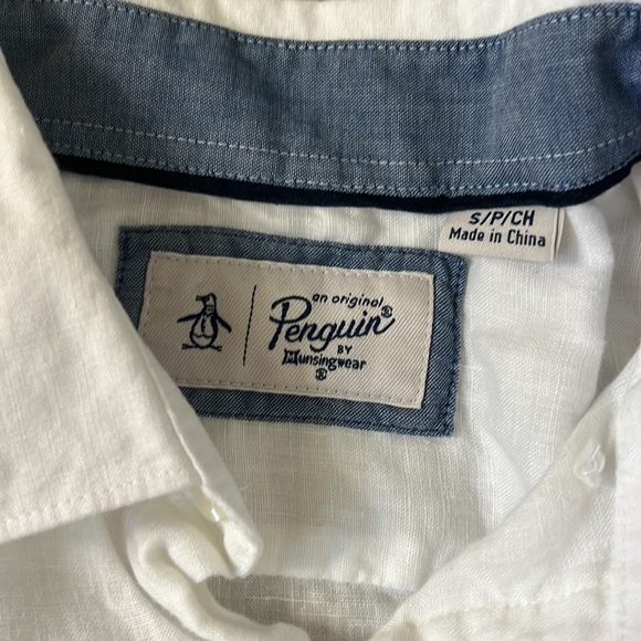 Men’s Penguin Short Sleeve Linen Shirt Size Small - Picture 2 of 4